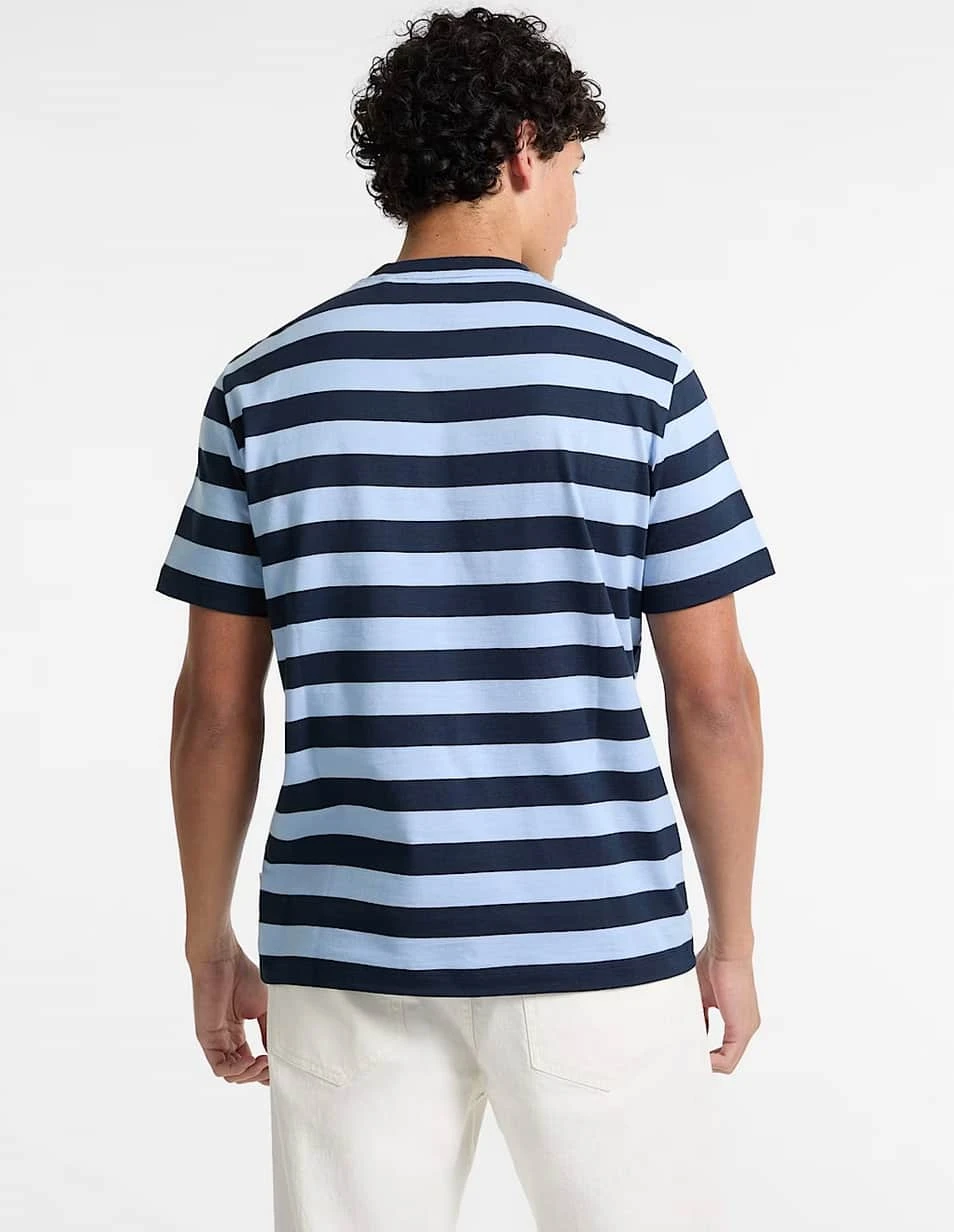 Guess Mens Striped Logo T-Shirt Blue 6 Guess Mens Striped Logo T-Shirt Blue - Image 4