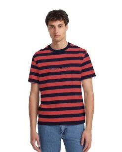 GUESS Mens Striped Logo T-Shirt Navy/Red -Casa Moda Store guess mens striped logo t shirt navy red northern ireland belfast lisburn 857