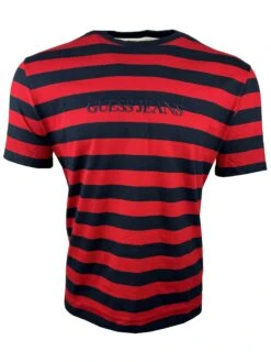GUESS Mens Striped Logo T-Shirt Navy/Red -Casa Moda Store guess mens striped logo t shirt navy red northern ireland belfast lisburn 985