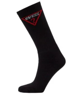 Guess Mens Triangle Logo Crew Socks 1 Pack Black 6-11 UK