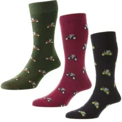 HJ Hall HJ61 Cotton Rich Tractor Design Socks UK 6-11