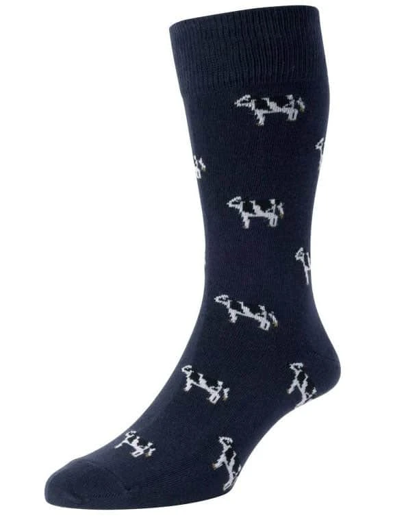 HJ Hall Mens Cow Socks 6-11UK 1 Pair Navy 3 HJ Hall Mens Cow Socks 6-11UK 1 Pair Navy