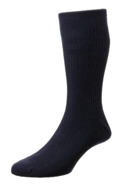 HJ Hall Original Cotton Softop Socks - 1 Pair - Navy