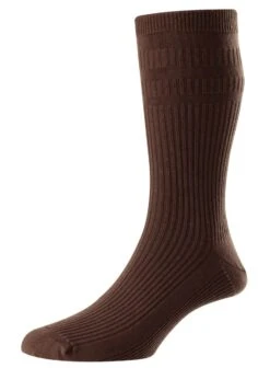 HJ Hall Softop Cotton Socks 1 Pair HJ91 Brown