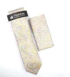 Knightbridge Tie & Pocket Square Set Beige/Blue Paisley