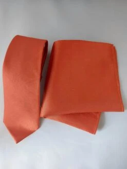 Knightbridge Tie & Pocket Square Set Orange Dupion
