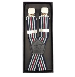 Knightsbridge Mens Braces Stripe Navy/Green/Red