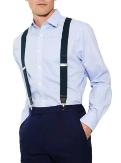 Knightsbridge Mens Trousers Braces Navy/Silver
