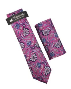 Knightsbridge Tie & Pocket Square Set Fuchsia Pink/Navy