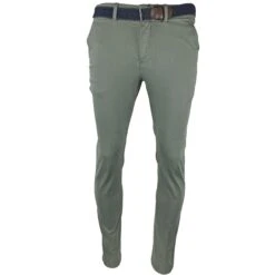 LCDN By Nalo Men's Chinos Bruno Stretch Trousers With Belt Olive Green -Casa Moda Store lcdn by nalo mens chinos bruno stretch trousers with belt olive green northern ireland 175