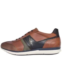 Lloyd & Pryce Mens Gallo Leather Trainers Umber Split Tan