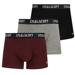 Lyle & Scott Barclay 3-Pack Cotton Men's Boxer Briefs Black,Grey,Wine