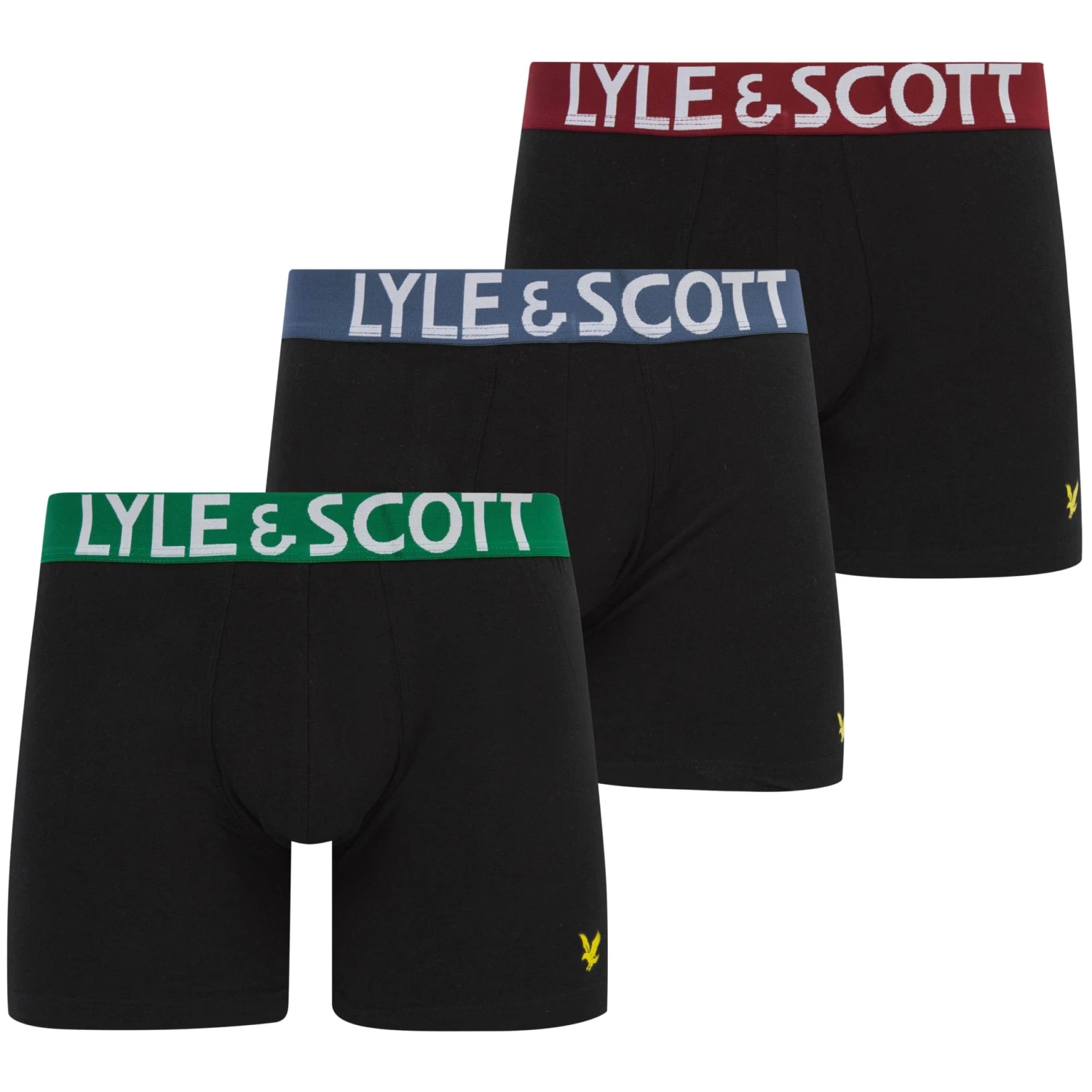 Lyle & Scott Daniel Boxer Briefs 3 Pack Black Multi Waistband 3 Lyle & Scott Daniel Boxer Briefs 3 Pack Black Multi Waistband
