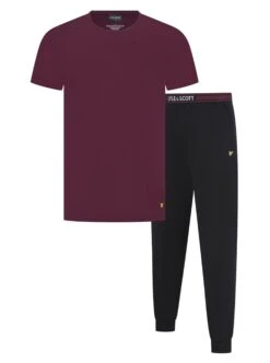 Lyle & Scott Mens Cash Pyjamas Set Wine Tasting/Black