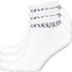 Lyle & Scott Mens Chester 3 Pack Sports Ankle Socks White