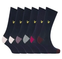 Lyle & Scott Mens Graham 5 Pack Socks Peacoat Multi
