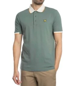 Lyle & Scott Mens Half Tipped Polo Shirt Green Mercurial