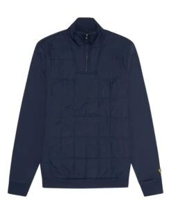 Lyle & Scott Mens Hybrid Quilted Quarter Zip Sweatshirt Navy