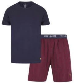 Lyle & Scott Mens Kyle Pyjamas Set Ruby Wine Gingham