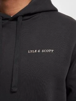 Lyle & Scott Mens Loopback Embroidered Hoodie Jet Black/White -Casa Moda Store lyle scott mens loopback embroidered hoodie jet black white northern ireland belfast 110