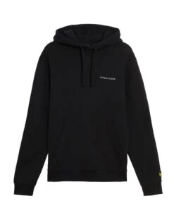 Lyle & Scott Mens Loopback Embroidered Hoodie Jet Black/White -Casa Moda Store lyle scott mens loopback embroidered hoodie jet black white northern ireland belfast 710