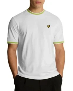 Lyle & Scott Mens Multi Tipped T-Shirt White/ Vibrant Kiwi/ Key Lime