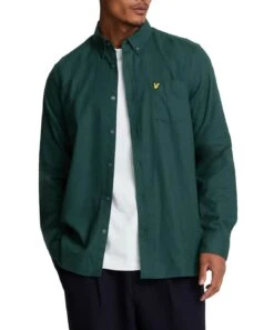Lyle & Scott Mens Plain Flannel Shirt Argyle Teal