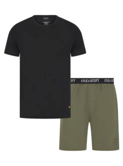 Lyle & Scott Mens Pyjamas Set Charlie Black/Beetle