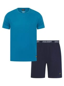 Lyle & Scott Mens Pyjamas Set Charlie Blue Sapphire/Peacoat