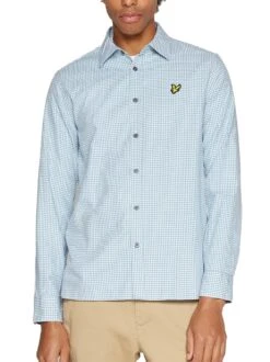 Lyle & Scott Mens Shepherd Gingham Check Shirt Slate Blue/White
