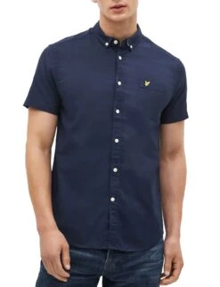 Lyle & Scott Mens Short Sleeve Oxford Shirt Navy