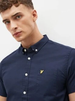 Lyle & Scott Mens Short Sleeve Oxford Shirt Navy -Casa Moda Store lyle scott mens short sleeve oxford shirt navy northern ireland belfast lisburn 869
