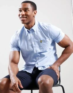 Lyle & Scott Mens Short Sleeve Oxford Shirt Riviera Blue -Casa Moda Store lyle scott mens short sleeve oxford shirt riviera blue northern ireland belfast lisburn 182