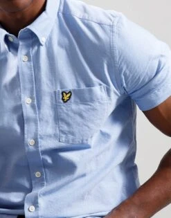 Lyle & Scott Mens Short Sleeve Oxford Shirt Riviera Blue -Casa Moda Store lyle scott mens short sleeve oxford shirt riviera blue northern ireland belfast lisburn 682