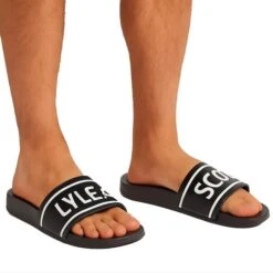 Lyle & Scott Mens Sliders Jet Black