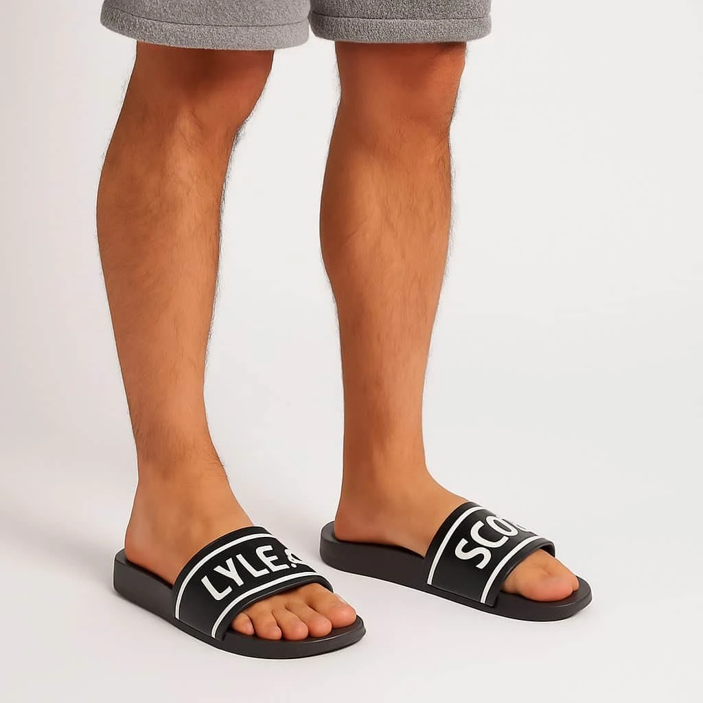 Lyle & Scott Mens Sliders Jet Black 4 Lyle & Scott Mens Sliders Jet Black - Image 2