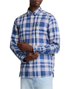 Lyle & Scott Mens Spring Tartan Shirt Now Blue
