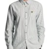 Lyle & Scott Mens Stripe Oxford Shirt Court Green/White