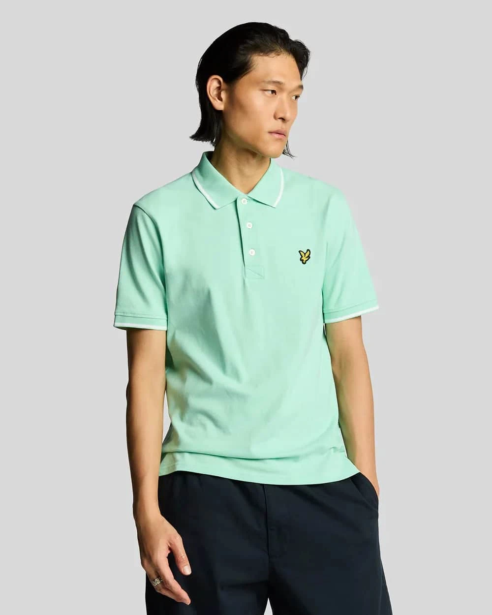 Lyle & Scott Mens Tipped Polo Shirt Aquamarine/White 8 Lyle & Scott Mens Tipped Polo Shirt Aquamarine/White - Image 6