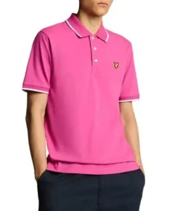 Lyle & Scott Mens Tipped Polo Shirt Fuchsia/White