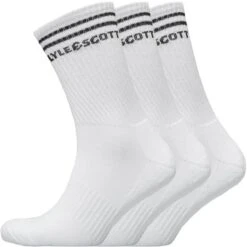 Lyle & Scott Mens Walter 3 Pack Sports Socks White 7-11UK