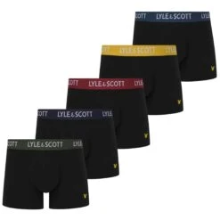 Lyle & Scott Miller 5 Pack Boxer Briefs Black Multi Waistband
