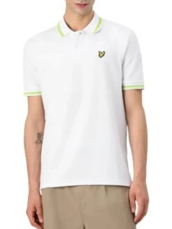 Lyle & Scott Multi Tipped Polo Shirt White/Vibrant Kiwi/Key Lime