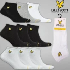 Lyle & Scott Ross 3 Pack Trainer Socks - White, Black, Multi 7-11 UK