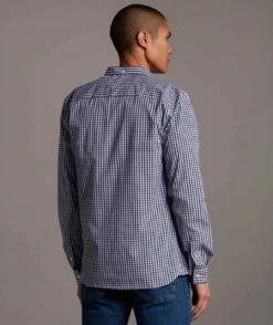 Lyle & Scott Slim Fit Gingham Shirt Navy/White -Casa Moda Store lyle scott slim fit gingham shirt navy white northern ireland belfast lisburn 115