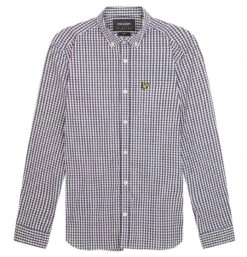 Lyle & Scott Slim Fit Gingham Shirt Navy/White -Casa Moda Store lyle scott slim fit gingham shirt navy white northern ireland belfast lisburn 731