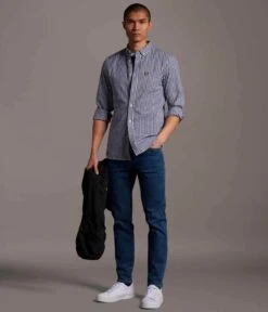 Lyle & Scott Slim Fit Gingham Shirt Navy/White -Casa Moda Store lyle scott slim fit gingham shirt navy white northern ireland belfast lisburn 782