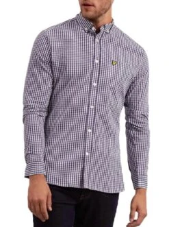 Lyle & Scott Slim Fit Gingham Shirt Navy/White