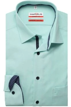 Marvelis Men's Modern Fit Dress Shirt Light Green