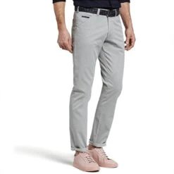 Meyer Chicago Cotton Chino Trousers Light Grey